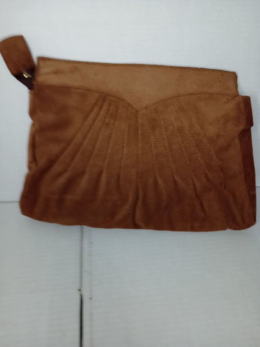 Vintage Brown  Bare Traps Suede Pleated Clutch With Zipper Closure & Lined Inter